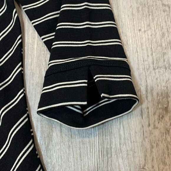 NWT Van Heusen Womens 3/4 Sleeve Knit stretch extensible Black/white striped top - Picture 5 of 13